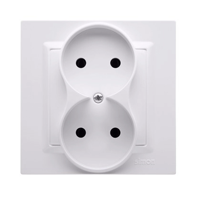 MONOBLOCK double socket without grounding (module)16A, 250V~, screw terminals, white *Complete - not for white frames Simon10