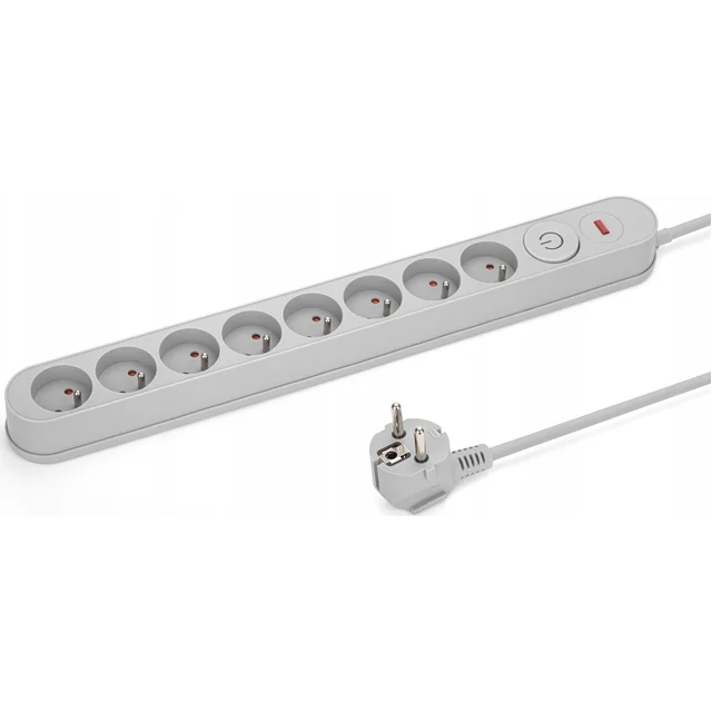 Montis Power Strip Gray surge protector power strip 8 sockets 1,5m MONTIS MT139-1,5