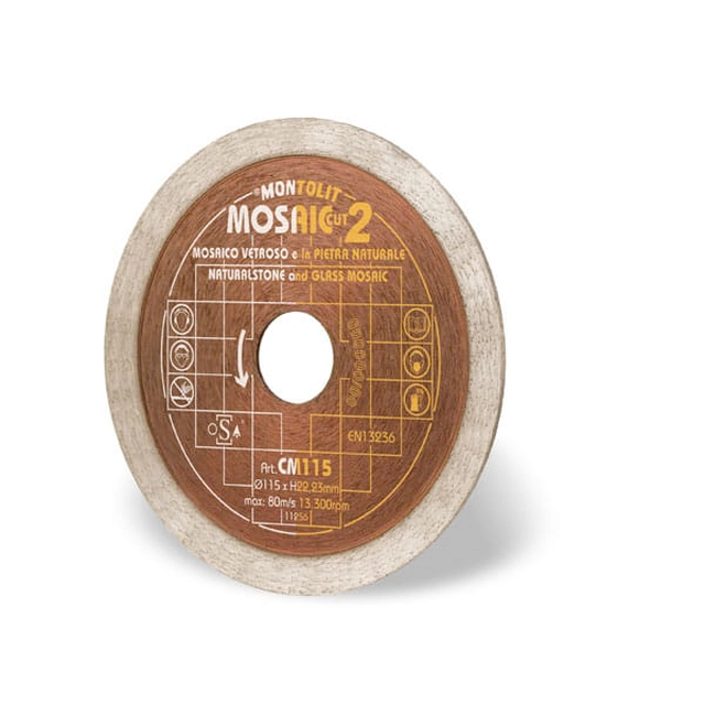 Montolit diamond disc with a continuous crown for dry and wet cutting of mosaics CM125