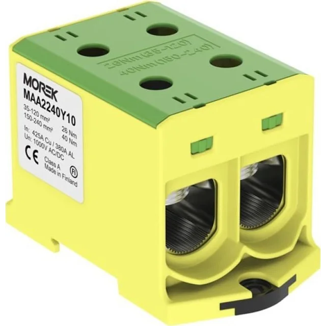 MOREK Złączka OTL240-2 цвят żółto-zielonych 2xAl/Cu 35-240mm2 1000V Zacisk uniwersalny MAA2240BY10