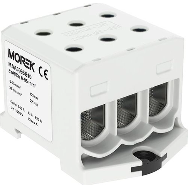 MOREK Złączka szynowa 6-95mm2 szara 6 andere AL/CU 1000V TH35 1P MAA3095A10 Morek 4313