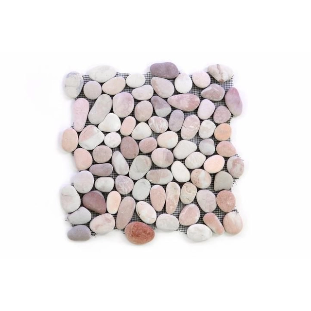 Mosaico de piedras decorativas naturales Garth sobre una rejilla beige 1 m2