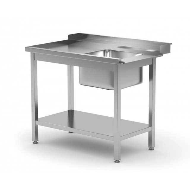 Mosogatógép betöltőasztal mosogatóval és polccal - bal 1400 x 700 x 850 mm POLGAST 238147-L 238147-L