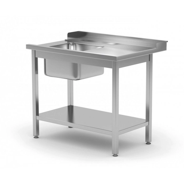 Mosogatógép betöltőasztal mosogatóval és polccal - jobb 1000 x 760 x 850 mm POLGAST 238107-760-P 238107-760-P