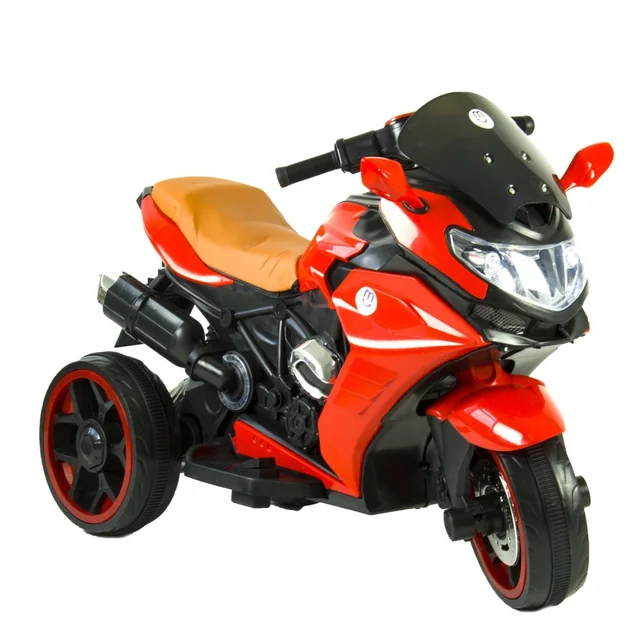 Moto à batterie pour enfants 2 MOTEURS LED de siège souple MOTO-L-8-CZERWONY