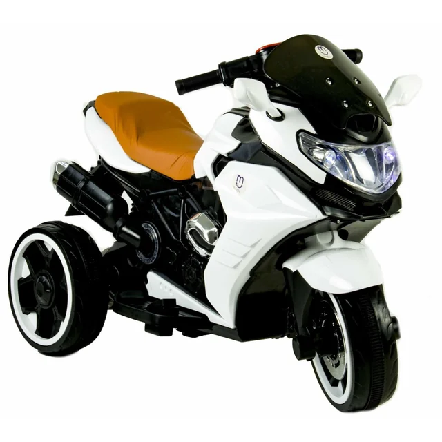 Moto de batería para niños 2 MOTORES Asiento blando LED MOTO-L-8-BIAŁY