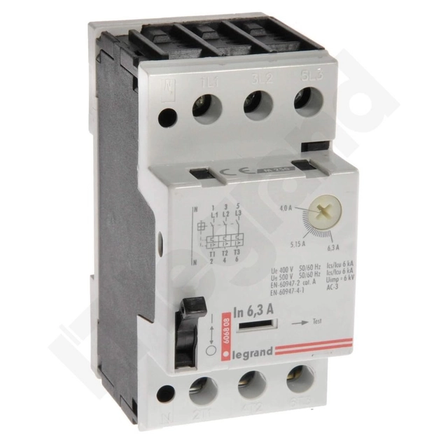 Motor protection switch with thermal and electromagnetic release with neutral conductor N M250 (4A -6,3A)