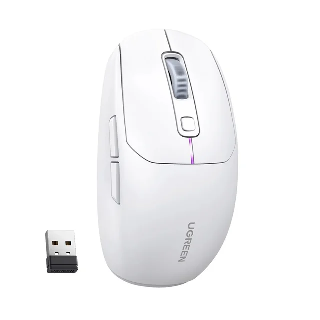 Mouse de computador sem fio Bluetooth 5.0 USB 2.4GHz - branco