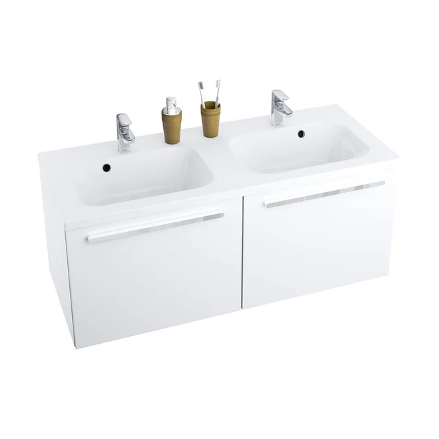 Móvel lavatório duplo Ravak SD Cromo, branco/branco