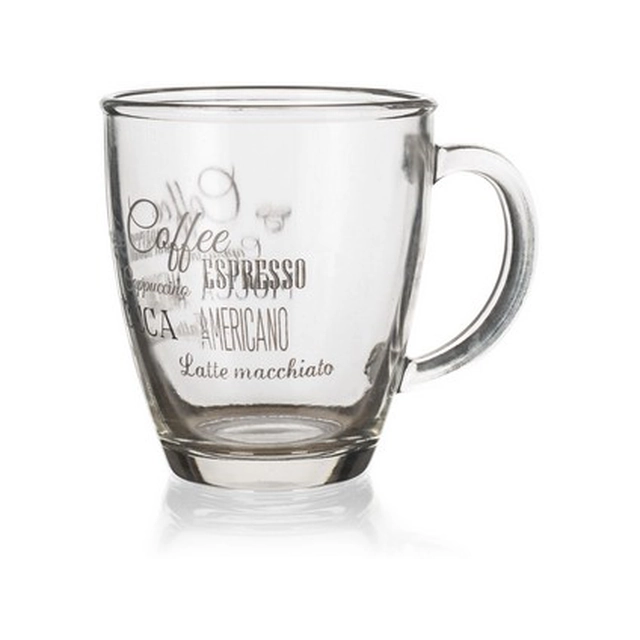 mug 360ml LUCCA glass, decor coffee I