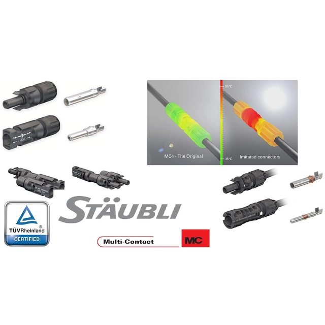 MULTI-CONTACT Connector MC4 stekker + stopcontact 4-6MM2 voor installatie in het schakelbord