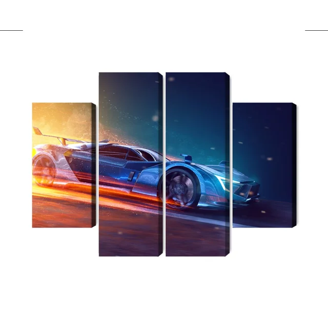 Multi-part Futuristic Sports Car Image 3D