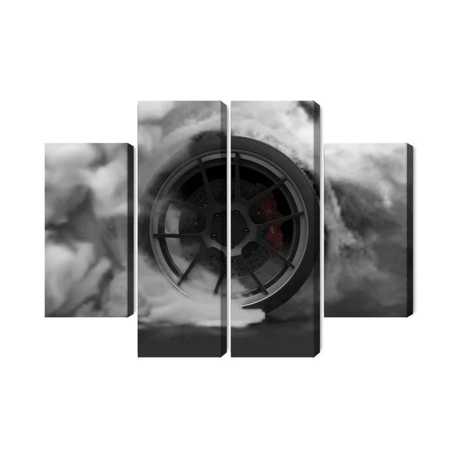 Multi-part Image Car Wheel In Smoke Cloud 3D