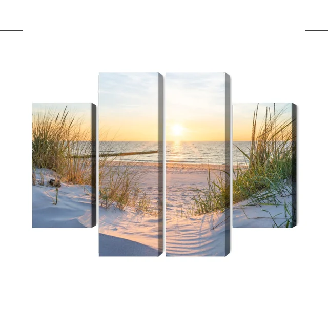 Multi-part image of a sunset over the Baltic Sea 3D