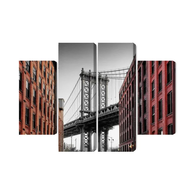 Multi-part image of Manhattan Bridge View from Washington Street