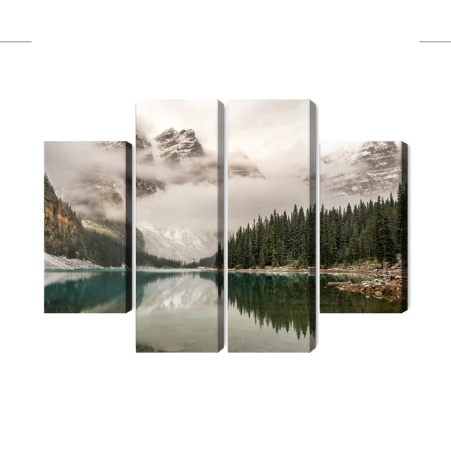 Multi-part image of Moraine Lake in Banff National Park, Canada