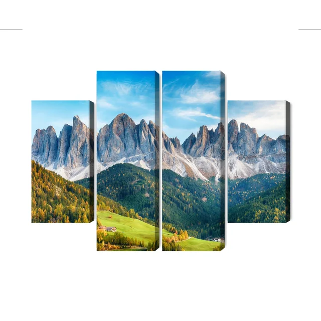 Multi-part Image of the Dolomites Mountain Range in Italy