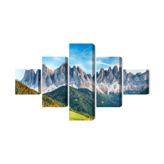 Multi-part Image of the Dolomites Mountain Range in Italy