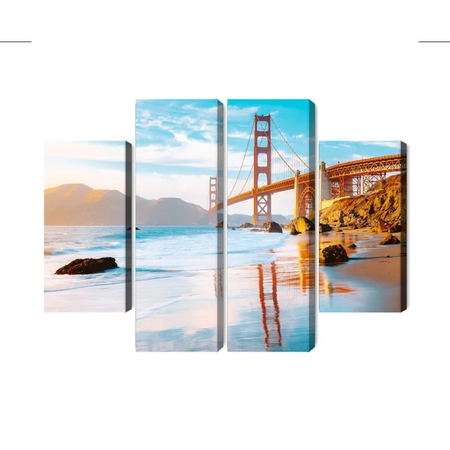 Multi-part image of the Golden Gate Bridge in San Francisco