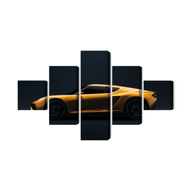 Multi-part Image Yellow Sports Car 3D