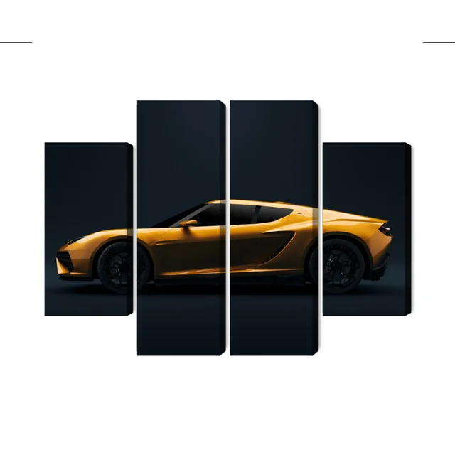 Multi-part Image Yellow Sports Car 3D