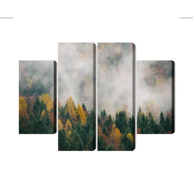 Multi-part painting Autumn Forest in the Fog 3D