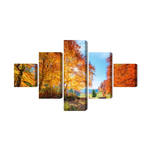 Multi-part painting Colorful Autumn Trees