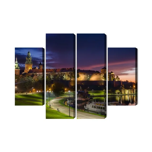 Multi-part Painting of the Royal Castle on Wawel Hill at Sunrise