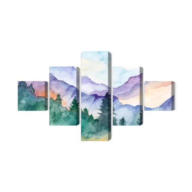 Multi-part Painting Painted Mountain Landscape