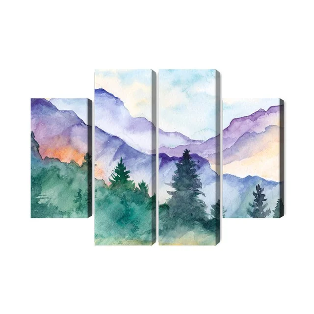 Multi-part Painting Painted Mountain Landscape