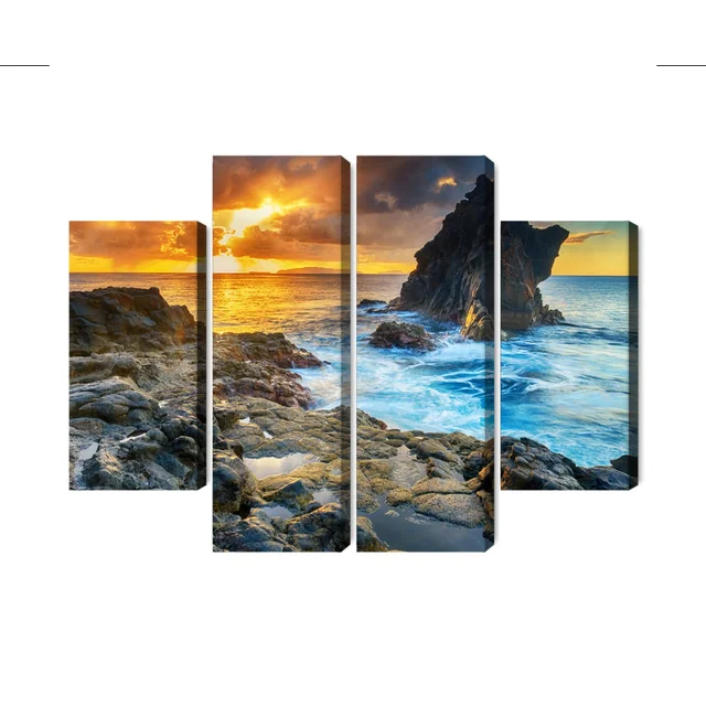 Multi-part painting Sunset over the seashore