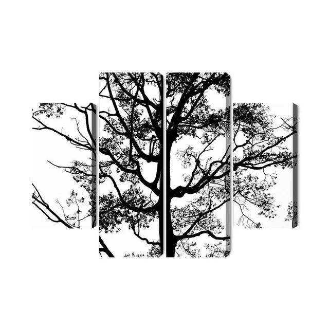 Multi-part Picture Black Tree On White Background