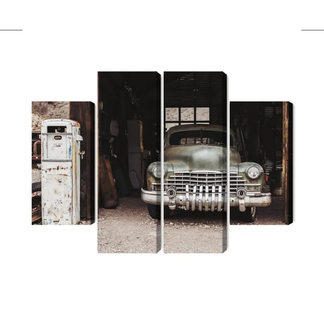 Multi-part Picture Old Car Vintage Style