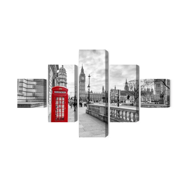 Multi-part Picture Red Telephone Booth In London 3D