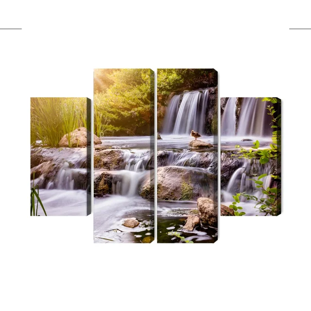 Multi-part Waterfall Sunset Painting