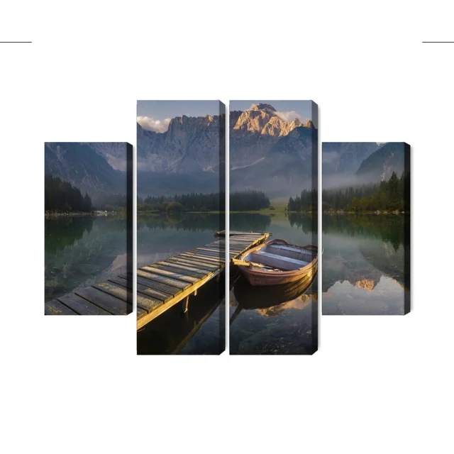 Multi-part Wooden Bridge Over Mountain Lake 3D