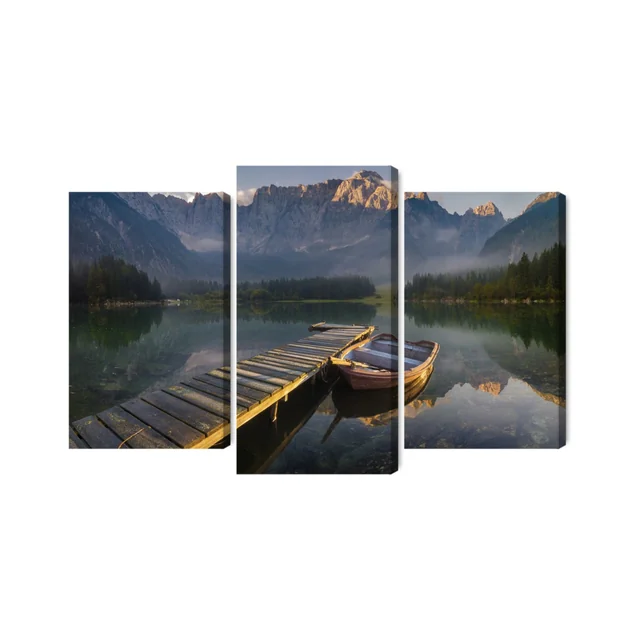 Multi-part Wooden Bridge Over Mountain Lake 3D