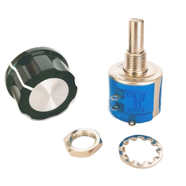 Multi-turn potentiometer 10k SR PASSIVES, 2W, shaft 13 mm with rotary knob with flange SR PASSIVES, bakelite, 6,35 mm, D24x16 mm