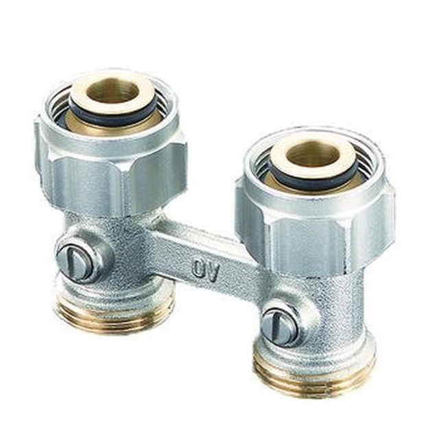 Multiflex F, ZB-double connection with shut-off,3/4NZx3/4GZ, brass, nickel plated