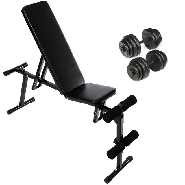 Multifunctional bench with dumbbells 2 x 15 kg