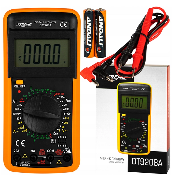 Multimeter, DT9208A measuring device for photovoltaics