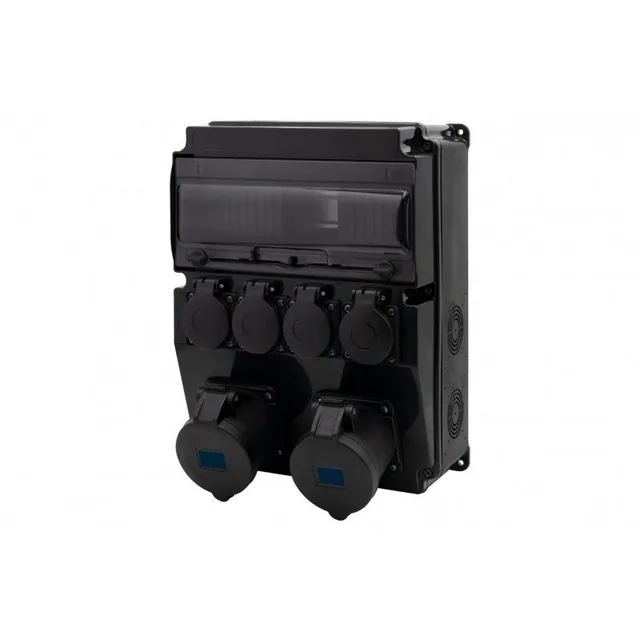 Musta CAJA 12M SCENIC-kytkintaulu - suorat pistorasiat 16A/3P, 32A/3P, 4x230V F3.2903