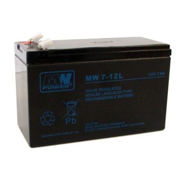MW Potencia AGM Batería AGM 12V/7Ah 6-9 años (conector ancho)