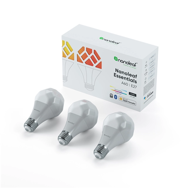 Nanoleaf Essentials inteligente A19 Bulbo 1100Lm RGBCW 2700K-6500K, 120V-240V, E27, 3pcs Embalar