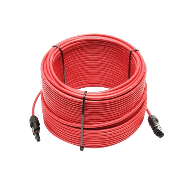 Napelem kábel 4mmx50m piros, csatlakozók MC4 1.5KV, H1Z2Z2-K Breckner Németország