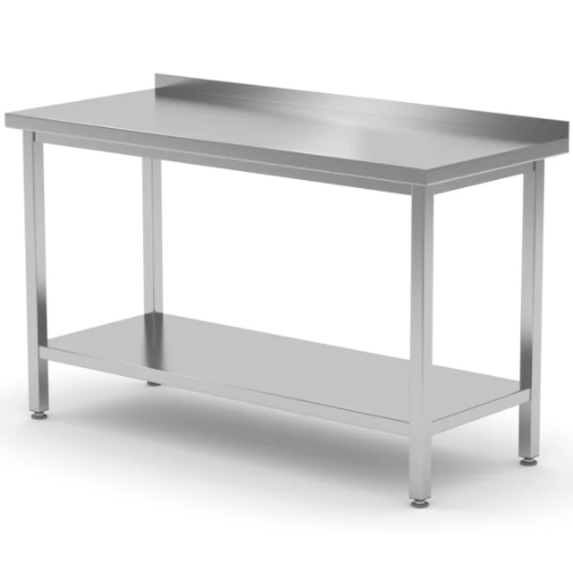Nástěnný cateringový stůl s hranou a policí 180x70x85 cm - Hendi 812761