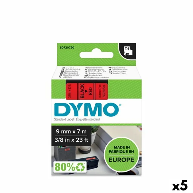 Nastro a trasferimento termico Dymo D1 40917 7 m Nero/Rosso (5 Pz)