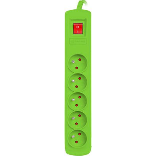 Natec Bercy power strip 400 surge protection 5 sockets 1.5 m green (NSP-1717)