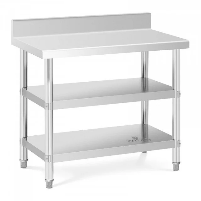 Nerūsējošā tērauda galds ar plauktiem - 100 x 60 x 16.5 cm - 199 kg - 2 plaukti - Royal Catering ROYAL CATERING 10012680 RCAT-100/60-SPS3SH