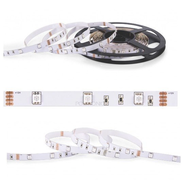 NEXTEC LED strip /12V / SMD 5050 -150 LED /IP20 / RGB / hvidt underlag / rulle 5m / /10mm